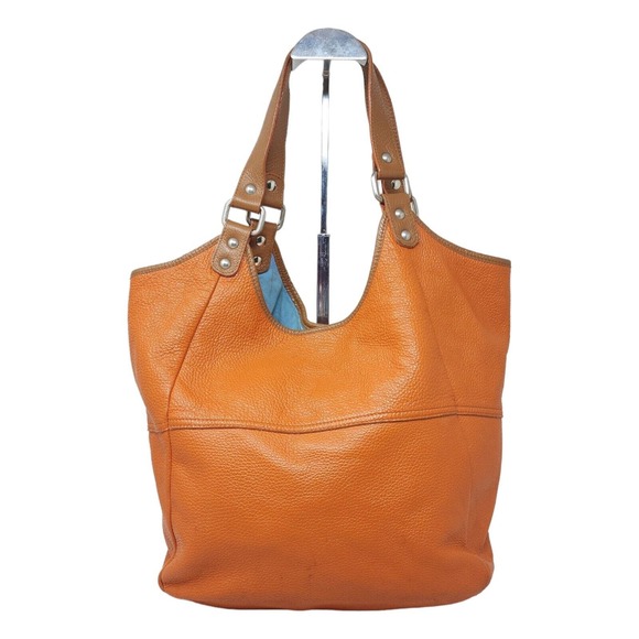 Sundance Handbags - Sundance Women Purse Petra Medium Hobo Shoulder Bag Orange Pebbled Leather Italy